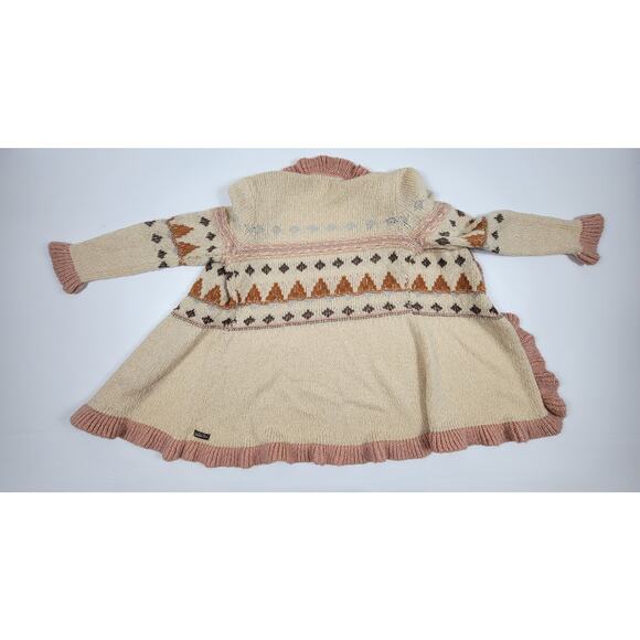 Matilda Jane Just Imagine Jacie Fair Isle Cream Blush Ruffle Cardigan Medium - Picture 5 of 16